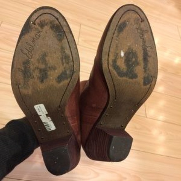 Sam Edelman Lisle Burgundy Ankle Booties size 8.5 - Picture 5 of 8